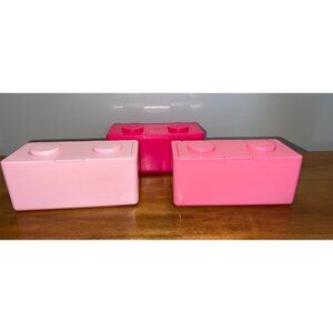 Vintage Chubs Stackable Baby Wipe Storage Containers Boxes Lego Lot of 3 Pink